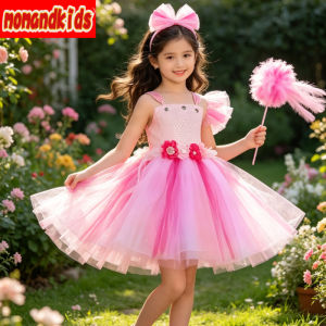 11.11 Whimsical Blossom Elf Pastel Pink Princess Dress Crafted for Little Kids Halloween Cosplay and All Outdoor Fairy Celebration h2610