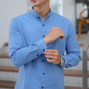 Kemeja Pria Polos Sky Blue Lengan Panjang Formal Casual Kerja Kantor Katun SlimFit Distro Premium