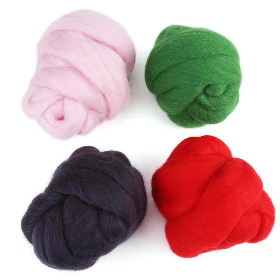 Needle Felting Wool Carded Wool Colour Pack 20G Brown Grey Red Pink Blue  Neutral