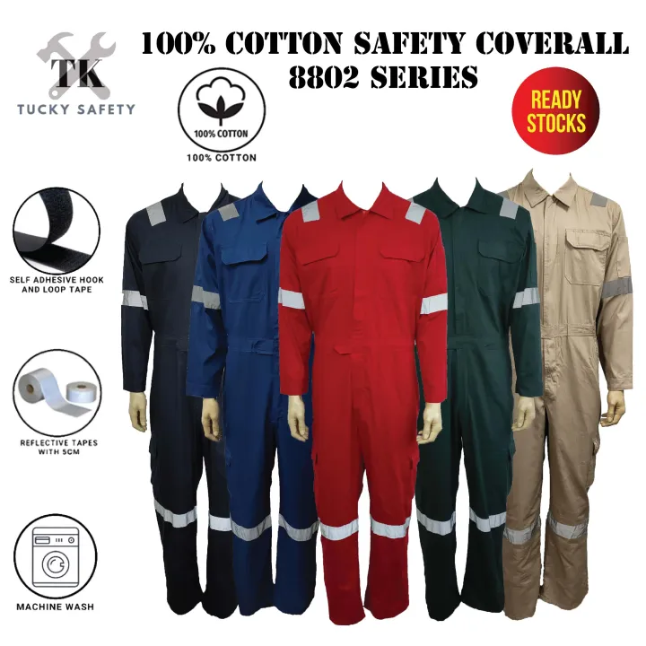TK 100% COTTON MEN'S WORKING COVERALL WITH BUTTON / DOUBLE ZIPPER / COVERALL  KERJA LELAKI TK9930-MA