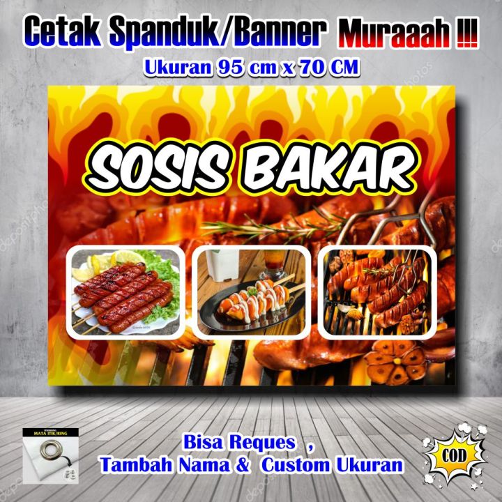 Spanduk Banner Sosis Bakar Ukuran 95 cm x 70 cm