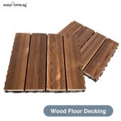 Easyhome.sg 30x30cm Wood Floor Decking Interlocking Deck Floor Tiles Garden Balcony Decoration