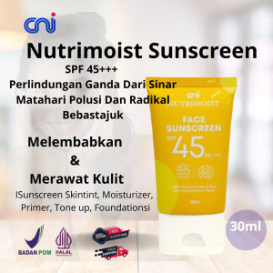 CNI Nutrimoist Face Sunscreen hybrid  SPF45 PA+++  ringan & tidak lengket utk out door &indoor