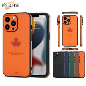 KISSCASE Ốp Da 2 Trong 1 Họa Tiết Lá Phong Cho iPhone 14 Pro Max Ốp Điện Thoại Chống Trượt Chống Sốc Che Phủ Toàn Bộ Cho Iphone 13 11 12 Pro Max Xr X Xs Ốp Lưng Chống Sốc