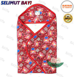 BAYIe - Selimut Bayi New Born  Motif BEAR Ukuran 70 x 70 cm MORISKA / Selimut Topi / Double Flace