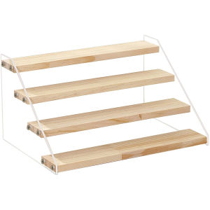 4 Tier Wood Display Stand for Figures Acrylic Cupcake Stand Table Top Jewelry Displays for Craft Shows Perfume Shelf