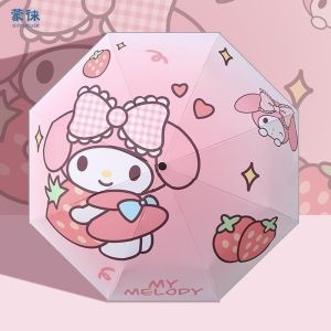Kuromi Sanrio Umbrella Kawaii My Melody Girls Cute Cartoon Anime UV Protection Tri Fold Automatic Folding Travel Umbrella