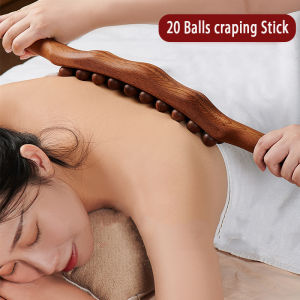Tongkat Pijat Tongkat Gua Sha 20 Manik-Manik Bahan Kayu Untuk Terapi Leher Bahu Punggung