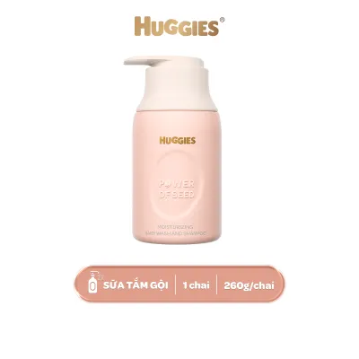 Sữa tắm gội dưỡng ẩm cho bé Huggies Power of Seed 260g MỚI với tinh chất Moroccan Seed oil quý hiếm