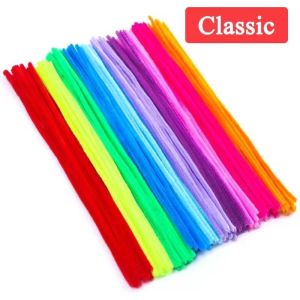 100Pcs Creative Colorful Chenille Stems Pipe Cleaners Velvet Plush Strips Twist Stick for Kids Educational Toys DIY Handcraft Supplies