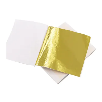 100Pcs Gold Leaf /Kertas Gold Foil Leaf Gilding Gold Flakes Foil Kertas Foil Emas Untuk Dekorasi Kerajinan Tangan