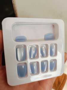 kuku palsu isi 10 pcs model cat eye shimmer mewah lengkap dengan lem + dus