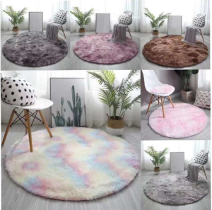 Soft Faux Sheepskin Fur Area Rugs Round Fluffy Rugs for Bedroom Silky Fuzzy Carpet Furry Rug for Living Room