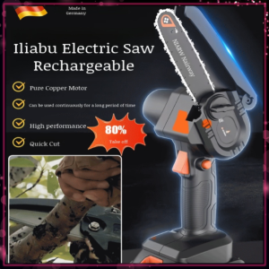 Electric Chainsaw Household Small Handheld Electric Logging Saw Saw Firewood Saw Tree Lithium Battery Large Capacity Rechargeable Electric Chain Saw 单手锯户外伐木电动锯 Gergaji Tangan Tunggal Gergaji Elektrik Pembalakan Luar