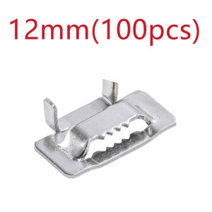 100PCS Stainless Steel Straps Buckle 12mm L-type Ties Packaging Tooth Buckle Connector For Pipes Cable