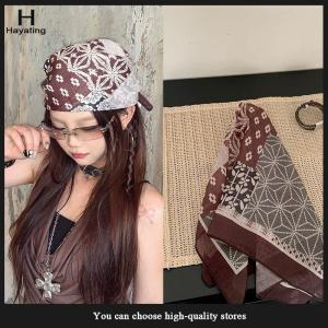 Hayating Fashion Y2K Retro Leopard Print Hair Scarf Spicy Girl Punk Hip Hop Headscarf Hair Accessories Streetwear Small Square Scarf