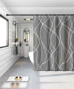 Tirai Kamar Mandi Anti Air Bahan PEVA sudah di lengkapi dengan Pengait TIRAI SHOWER