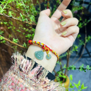 vòng tay tết chỉ đỏ mix mặt phật di lạc ngọc lam ngọc và đồng điếu lam ngọc tự nhiên trang sức phong thuỷ trang sức thiết kế đủ hoá đơn thẻ bảo hành