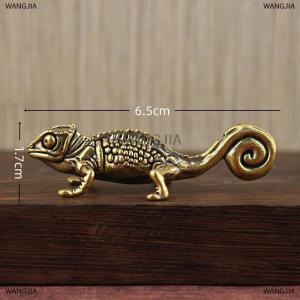 [COD] WANGJIA Gecko Figure Home Decor Small Ornaments Antique Brass Animal Figurines Tea Pet Desk Decorations Home Decor Accessories
