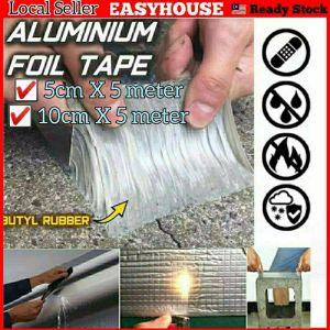 LOCAL SELLER Super Waterproof Tape Butyl Rubber Aluminium Foil Tape for Roof Pipe Repair Flex for Tape Original/Waterproof Super Strong Power Magic Dinding Viral Power Gam Super/Butyl/Aluminium Waterproof Tape Pita Pelekat Gam Bumbung Bocor