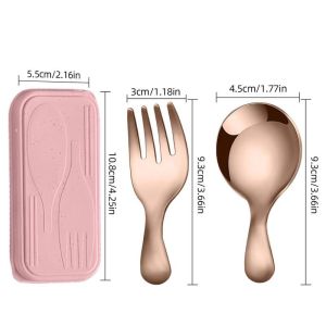 JOYNCLEON Muỗng thép không gỉ cầm tay và Bộ nĩa cho trẻ em-đồ dùng nhỏ dễ thương cho bữa ăn món tráng miệng và trái cây