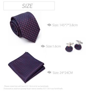 SHUNAICHI Mens Jacquard Tie Cravat Cufflinks Set Luxury Necktie Fashion Stripe Ties for Men Gift Wedding Dress Handkerchief Accessories