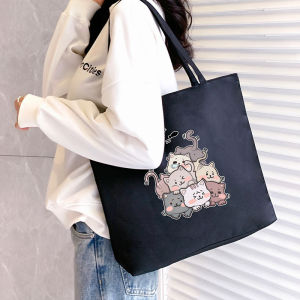 🇲🇾[Malaysia]Ready Stock Cute Tote Cat Girl Drink Bag Female College Students Simple and Versatile Hand-Held Cloth Bag Shoulder Bag Kawaii Storage Bags Large Capacity Shopping Bag Women Tote Bag for Student Shoulder Bag