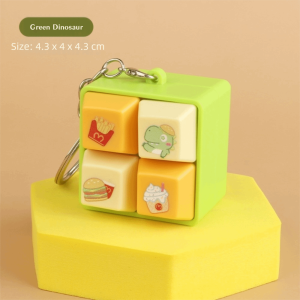 BUENOO Cartoon Fidget Keychain DIY Keyboard Keys Button Squeeze Music Keychain Relaxing Pass The Time Four-square Keychain