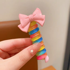 【On Sale】Children Girls Elastic Butterfly Spiral Hair Rope Hair Tie Heart Plastic Rubber Ponytails