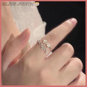CISWGE Delicate Flower Opening Adjustable Rings For Women Color Minimalist Finger Ring Engagement Fine Jewelry Female Gift