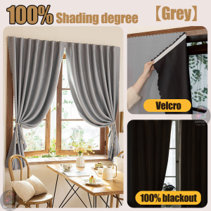 100% Blackout Velcro Curtain Install in One Minute Blackout Curtain No Punch Blackout Fabric Curtain