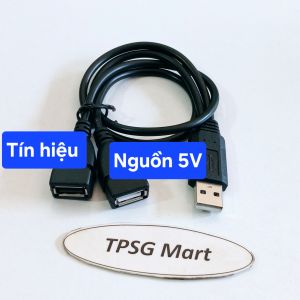 Cáp nối dài và chia USB 1 ra 2: 1 đầu USB 2.0 kết nối tín hiệu 1 đầu CHỈ cấp nguồn 5V / Dài 30Cm