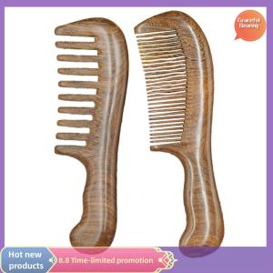 Graceful Natural Sandalwood Hair Combs Anti-Static Wooden Comb Massager Long Wide Tooth Detangle Sandalwood Comb Hair Care Household Gift