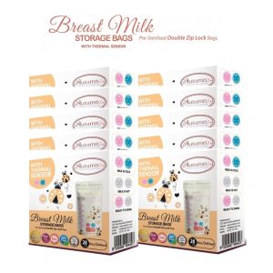10 Boxes Autumnz Breast milk Breastmilk storage bags *BPA Free *Double Ziplock *Thermal sensor Milk bags (28pcs/Box)
