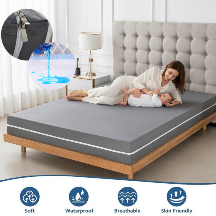 6Inch/15cm%20Waterproof%20Mattress%20Protector%20with%20Zipper%20Bedsheet%20Kalis%20Air%20Cadar%20-%20Image%205