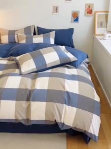 MUJI Cotton Four-Piece Set Pure Cotton Quilt Cover 150x200x230cm Quilt Cover Student Dormitory Three-Piece Set Four LZD