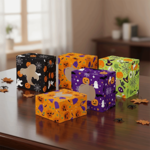 MMLUCK 12/24Pcs Hình vuông Hộp kẹo Halloween Giấy Có thể gấp lại Hộp đựng bánh quy Lưu trữ dễ dàng Trang trí Hộp quà Halloween Tiệc Halloween
