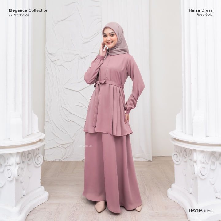 HAYNA Haiza Dress (Rose Gold) - Daily Dress Kondangan Busui Friendly Gamis Wanita Muslim