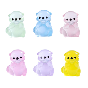 Night Glowing Sea Otters Ornaments Small Resins Miniature Decoration Cute Shelf Display For Home Cafes Bedroom