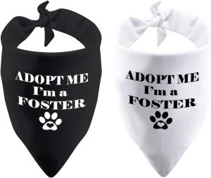 2 Pack Adopt Me I’m a Foster Dog Bandana Dog Adoption Bandanna New Puppy Bandana (Adopt ME Im a Foster)
