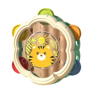 Early Learning Cartoon Hand Drum Rattle Bell Toy For Toddler Auditory Development Hand Eye Coordination Soothing Toy