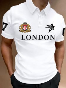 Jeans Fritz London Printed Polo Shirt For Men Short Sleeve Regular Fit Breathable Casual Summer Top COD Fast Delivery