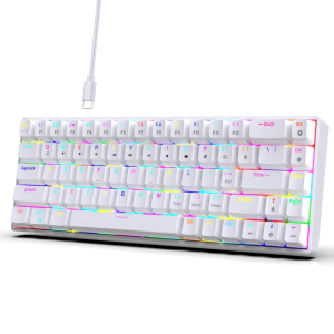 Mechanical Gaming Keyboard With Removable Keycaps 68 Key Design 1.75m Detachable Cable Color Backlights Mode