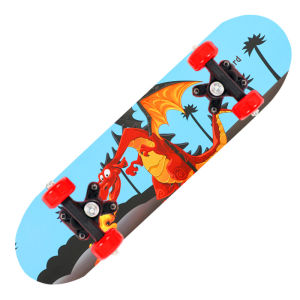 Childrens Four-wheel Skateboard Beginners Teenagers 2-6 Years Old Boys Girls Double-sided Cartoon Pattern Wooden Scooter