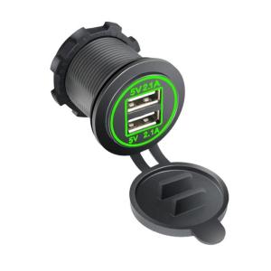 Double USB Outlet with Waterproof Caps 12V-24V Charging Outlet USB Power Outlet for Car Marine USB Charging Socket 2.1A