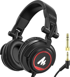 MAONO 50MM Drivers Studio Headphones AU-MH601 Over Ear Stereo Monitor Closed Back Headphones for Music DJ Podcast (Black)