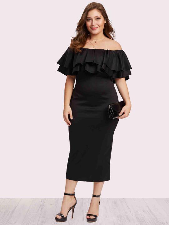sachin and babi light blue dress Urban Classics OFF SHOULDER - Shift dress - black main image 1