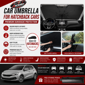 AKIOKI Car Umbrella for HATCHBACK Cars – Premium Sunshade Protection with UV & Heat Blocker Foldable with Storage Pouch