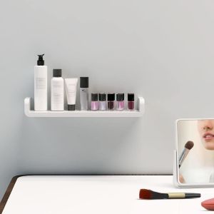 Bathroom Wall Shelf U Shape Suction Floating Rack Storage Organizer Self Adhesive (No Drilling Installation)