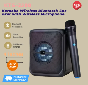NEW 4 Inches Portability Bluetooth Speaker Outdoor Boombox RGB Light Speaker With Wireless Mic KTS-2308